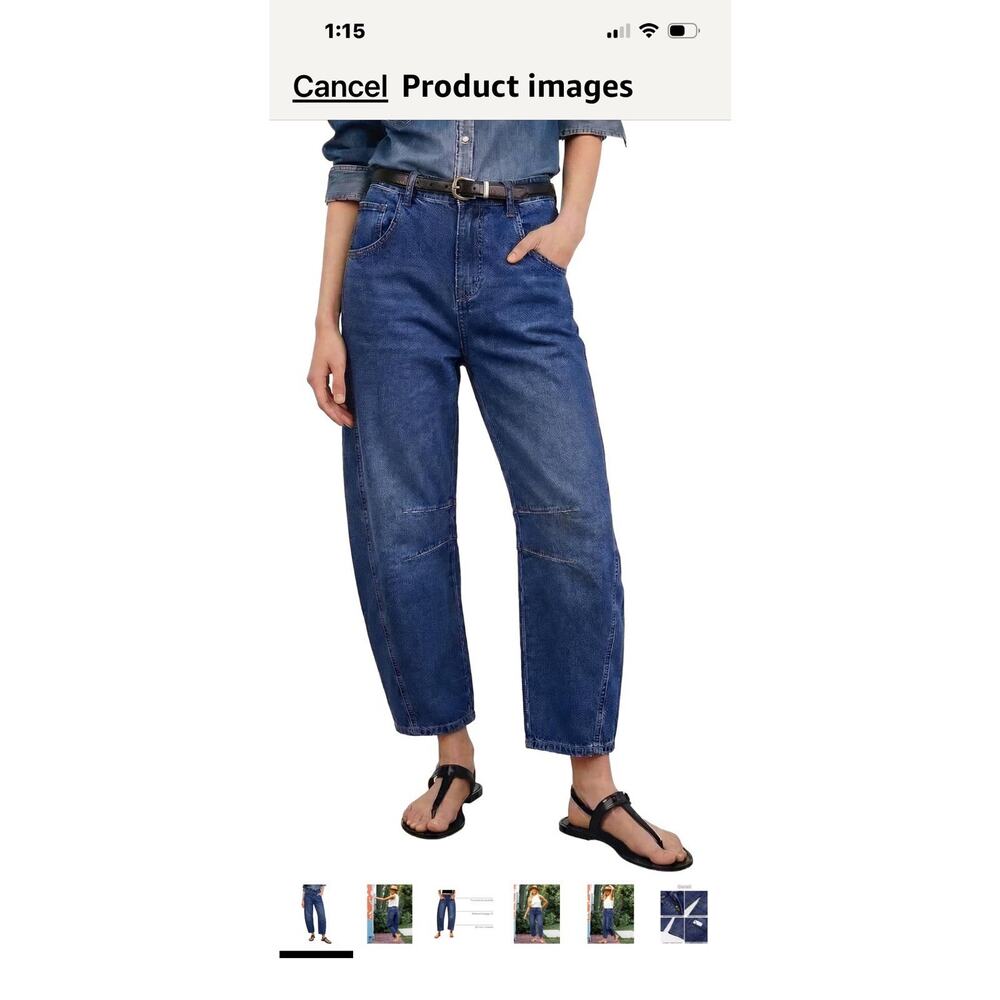 Barrel Jeans for Women Trendy High Waisted Wide Leg Baggy Cropped Relax Fit Stre